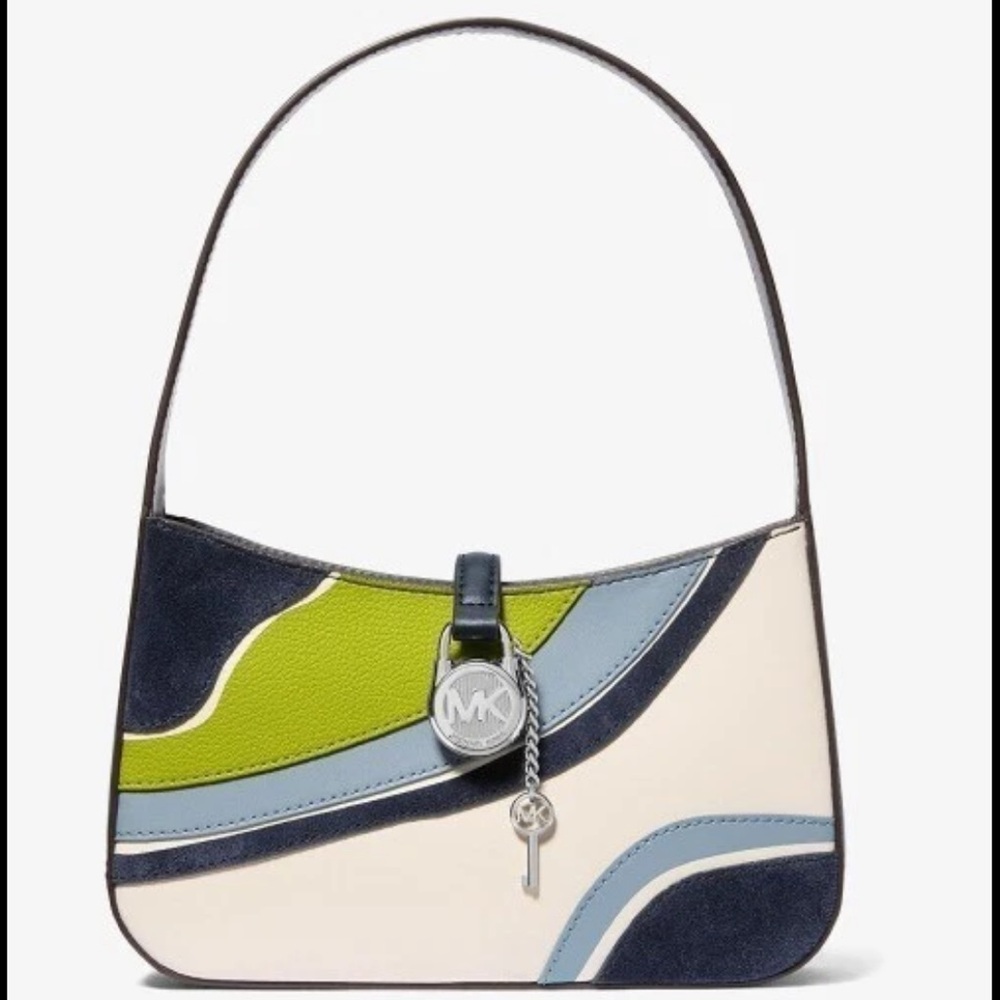 MICHAEL Michael Kors Lyra Small Zip Pouchette Shoulder/Hand Bag in Navy/Multi